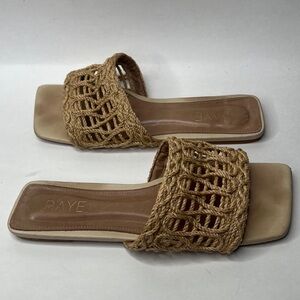 Raye Sz 7.5 Leather and Espadrille Jute Flat Slip On Sandals Made in Brazil